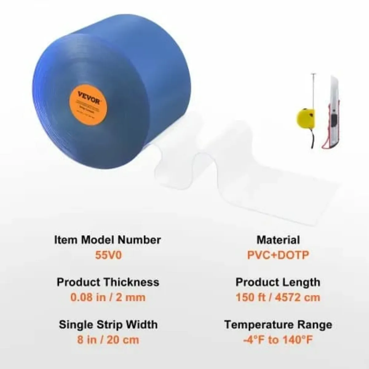 Clear PVC Strip Curtain, 45.7 m Length x 20 cm Wid - Image 2