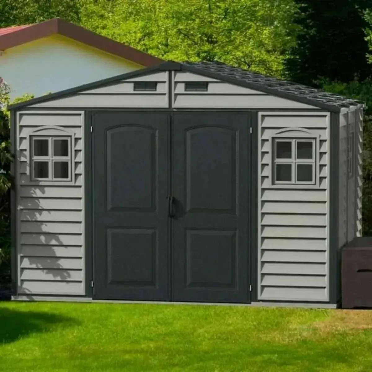 WoodBridge PLUS II 10.5×8 Vinyl Garden Sheds - Image 1