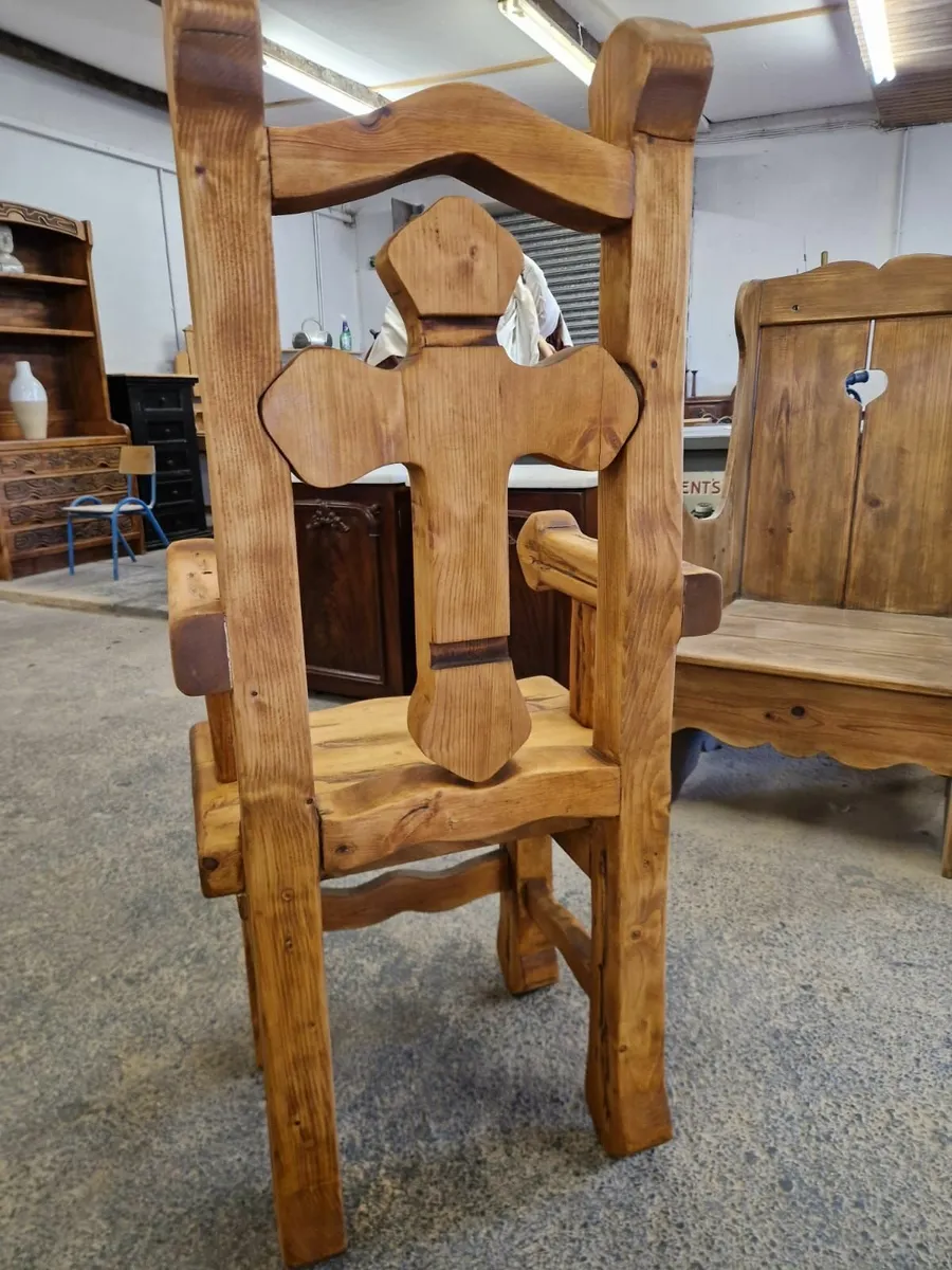 Vintage reclaimed pine gothic style chair - Image 4