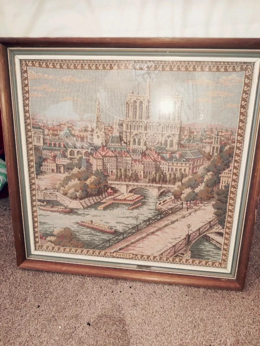 17TH CENTURY SCENE, Huge Oak Wall Tapestry Frame ! - Image 1