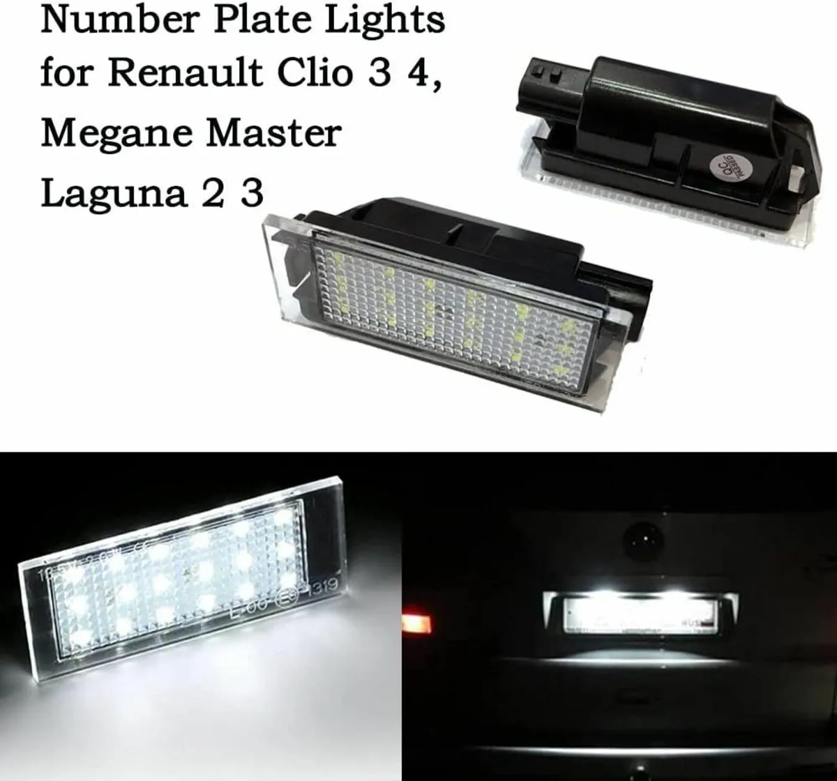 RENAULT 2Pcs Water Proof LED Rear License Plate La