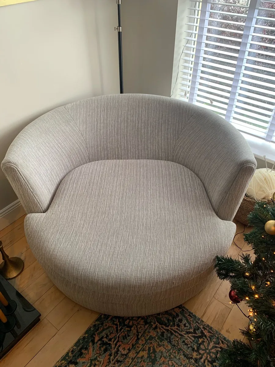 Large Snuggle Swivel Armchair Light Grey - Image 2