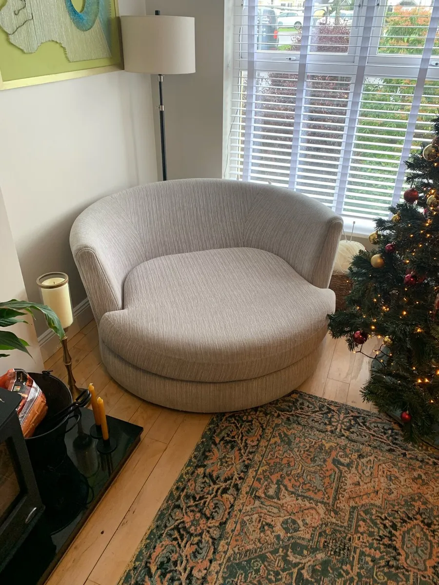 Large Snuggle Swivel Armchair Light Grey - Image 3