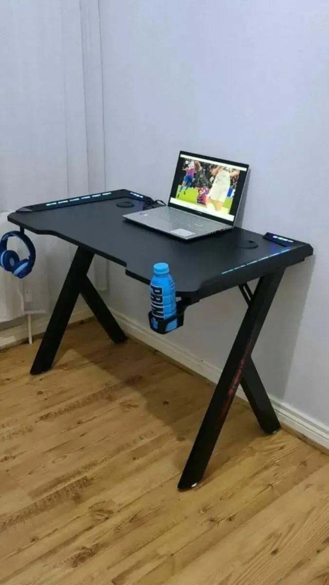 Gaming PC Table Desk With LED lights - Image 4