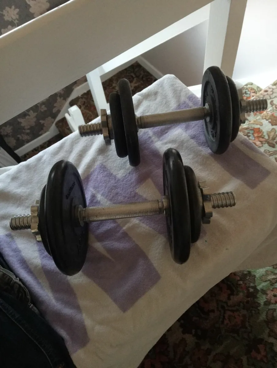 Dumbells and flat Weights Bench - Image 2