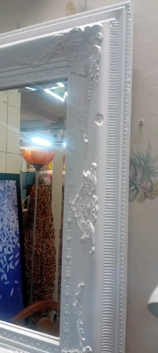 Large Decorative White Painted Mirror - Image 2