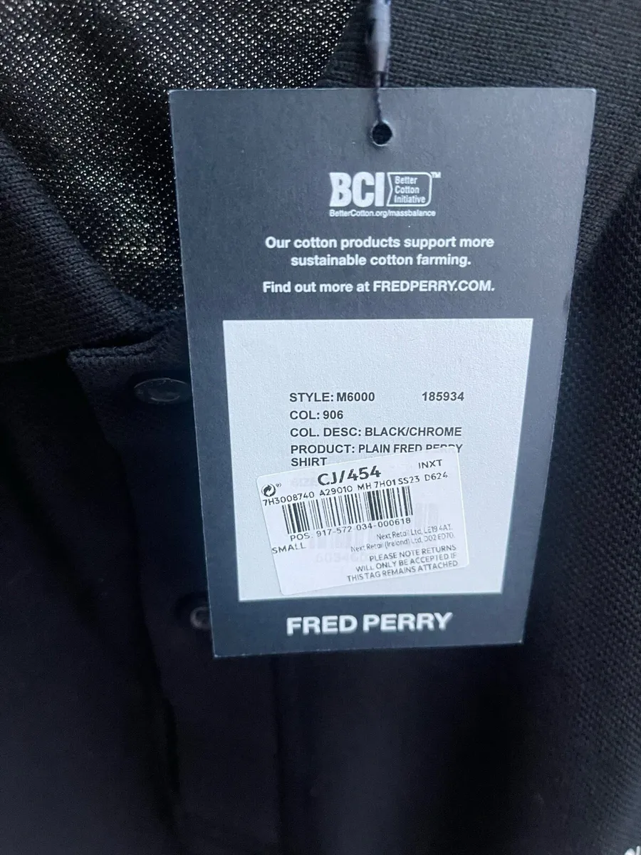 Fred Perry Plain Black Polo T-Shirt - Brand New - Image 2