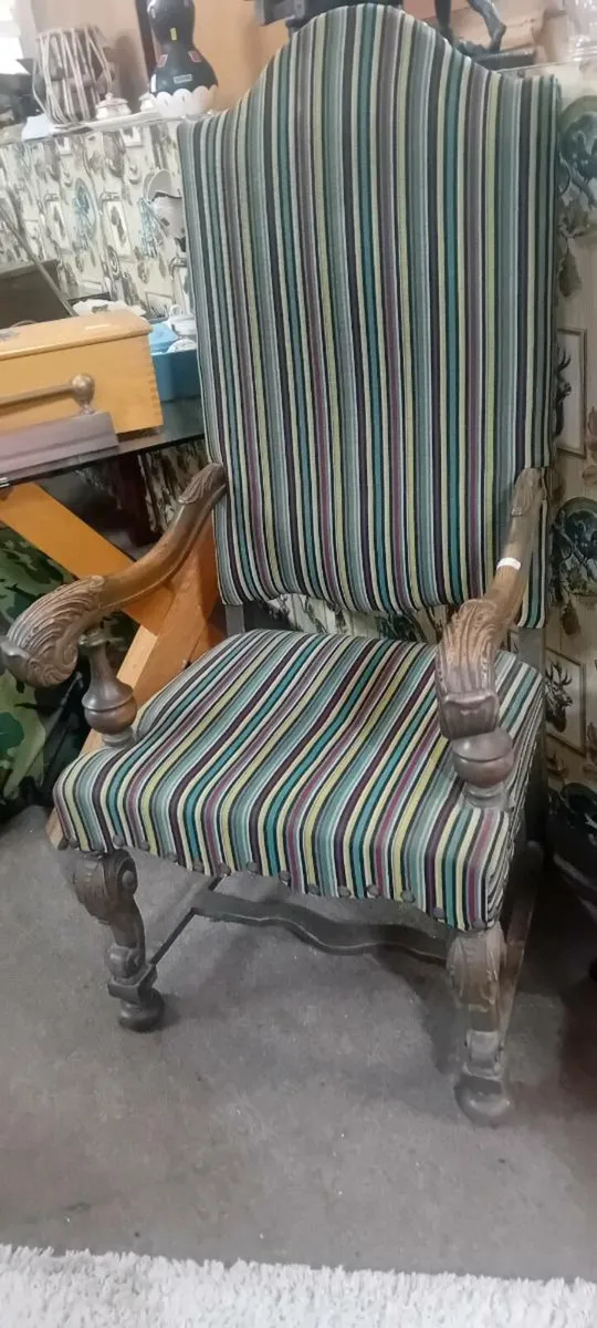 Large Carved Oak King Style Chair