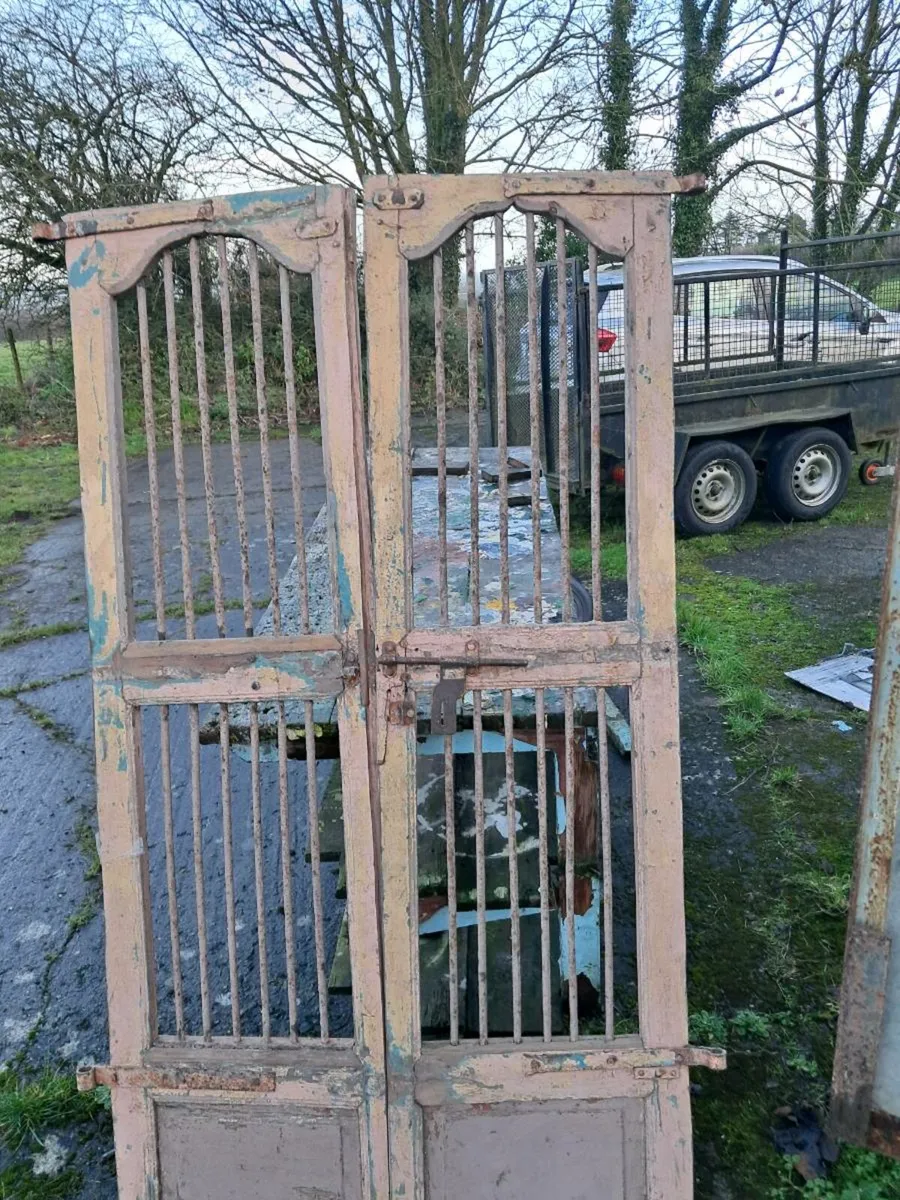 Pair of old iron and wood doors - Image 1
