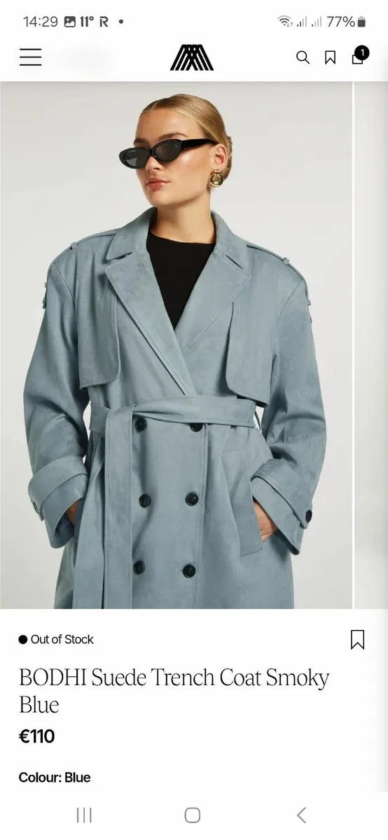 New 4th Arq Suede Trench Coat Smoky Blue - Image 4