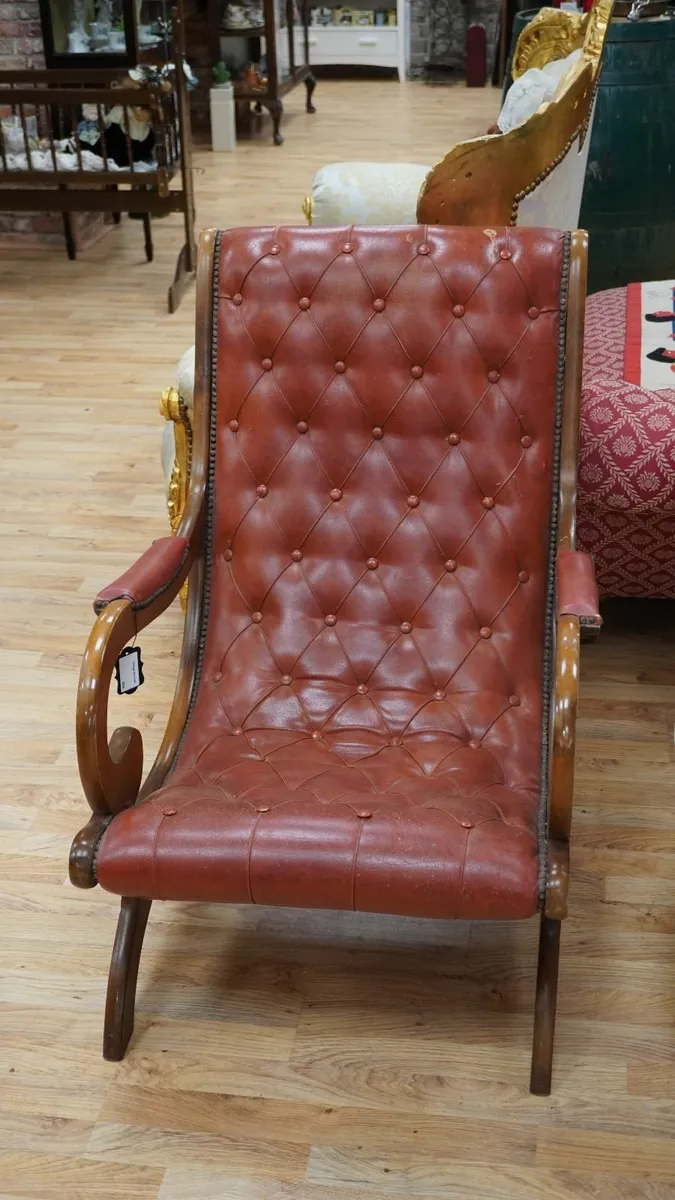 Vintage Tufted Leather Lounge Chair - Image 1