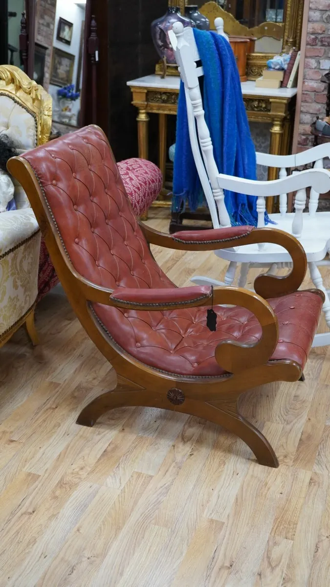 Vintage Tufted Leather Lounge Chair - Image 2