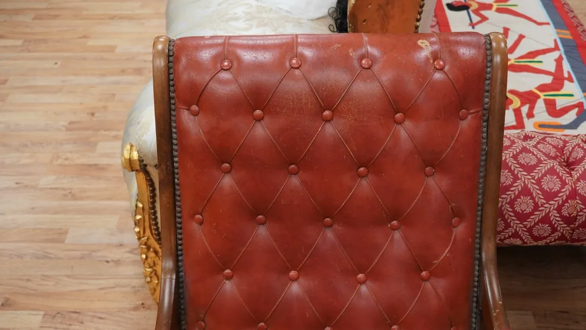 Vintage Tufted Leather Lounge Chair - Image 3