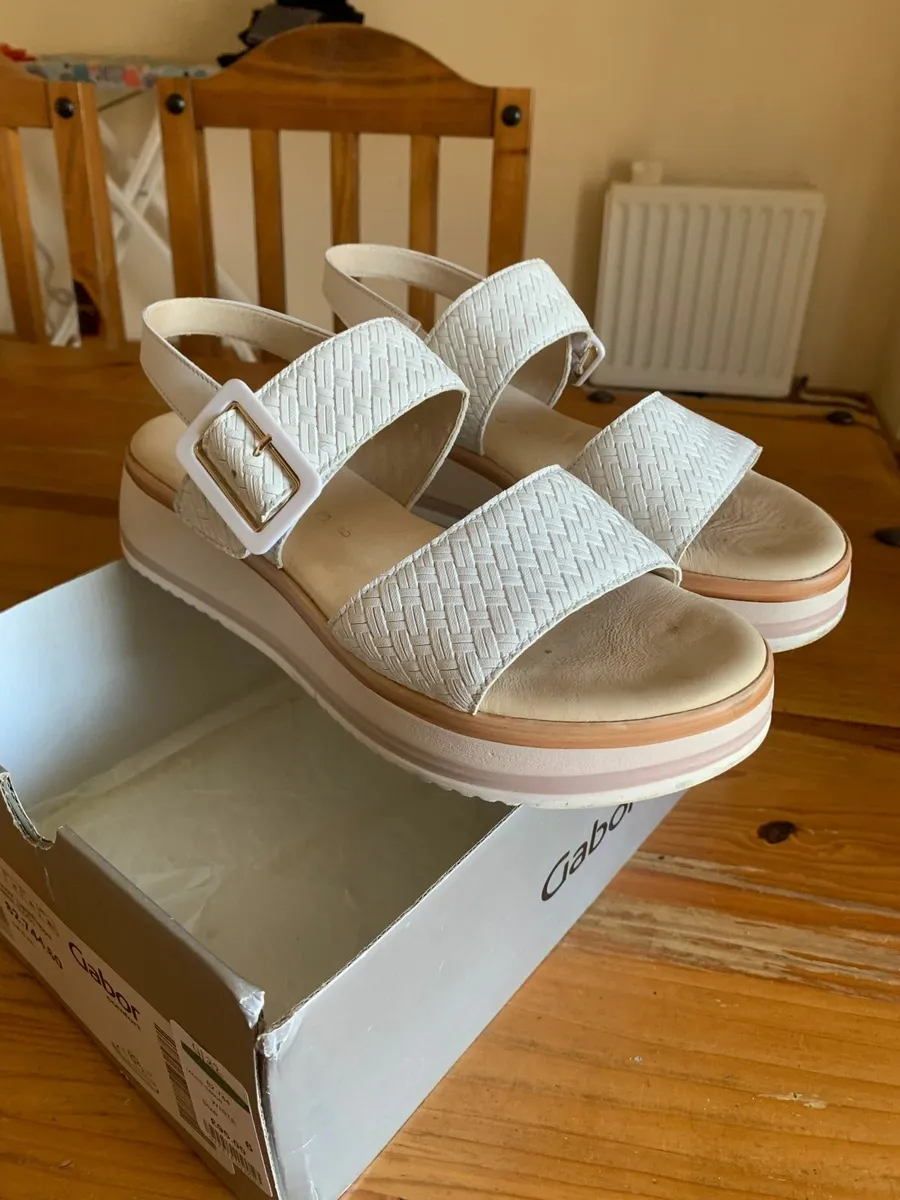 Leather White Gabor Sandals - Image 1