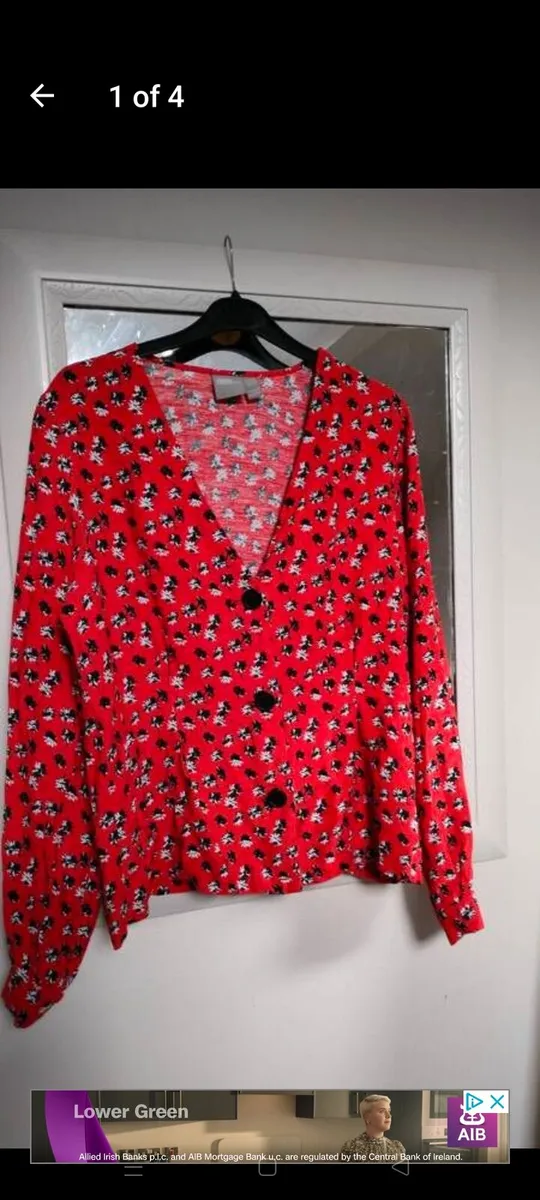 Ladies cotton Asos red shirt with lovely design an - Image 1