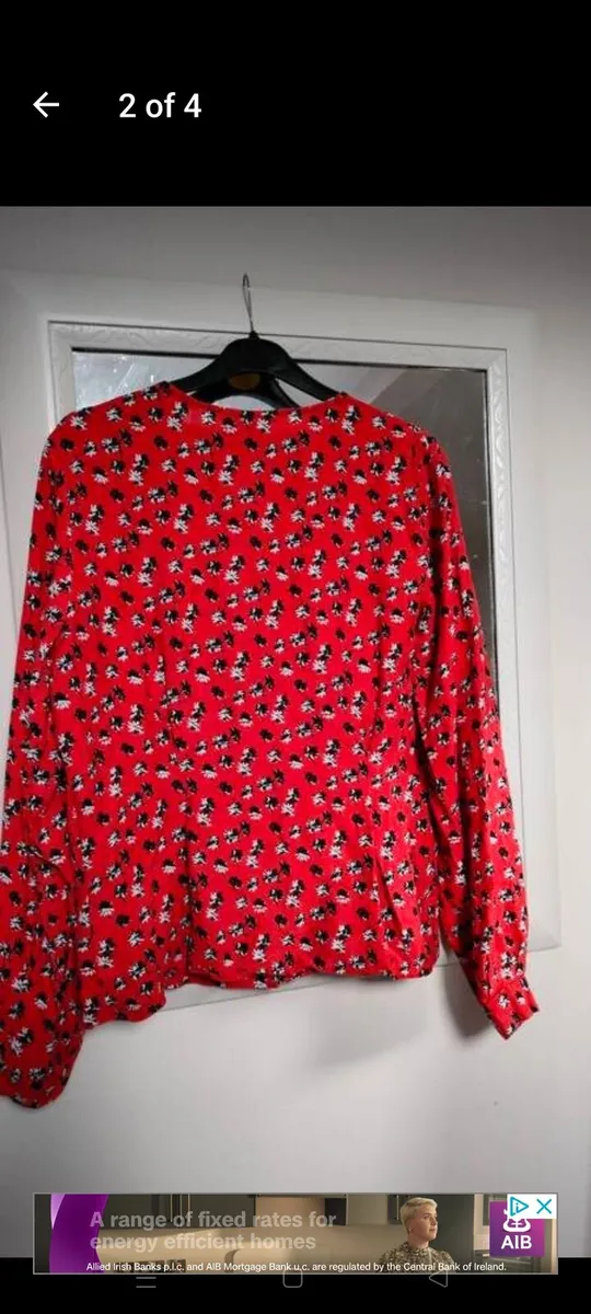 Ladies cotton Asos red shirt with lovely design an - Image 2