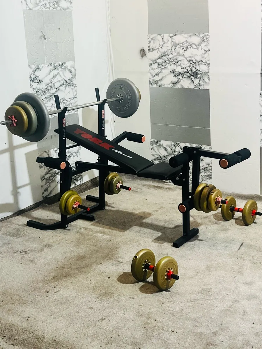 York weight bench 60KG weights barbell dumbbells - Image 2