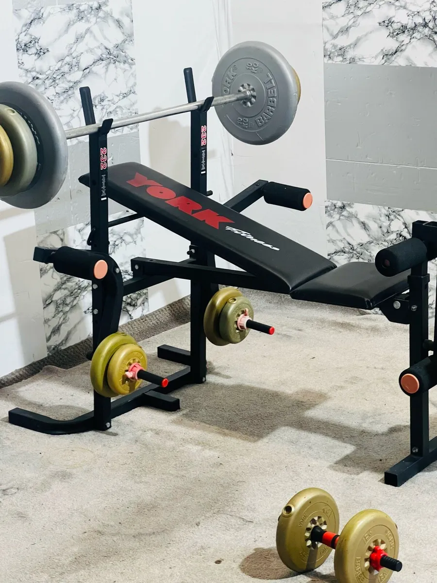 York weight bench 60KG weights barbell dumbbells - Image 4