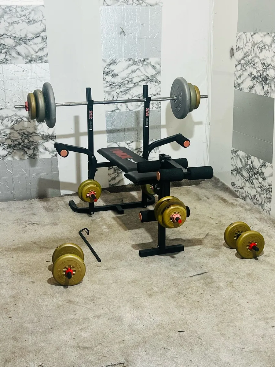 York weight bench 60KG weights barbell dumbbells - Image 1
