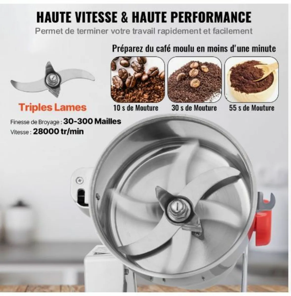 1000g Electric Grain Mill Grinder High Speed 3000W - Image 2