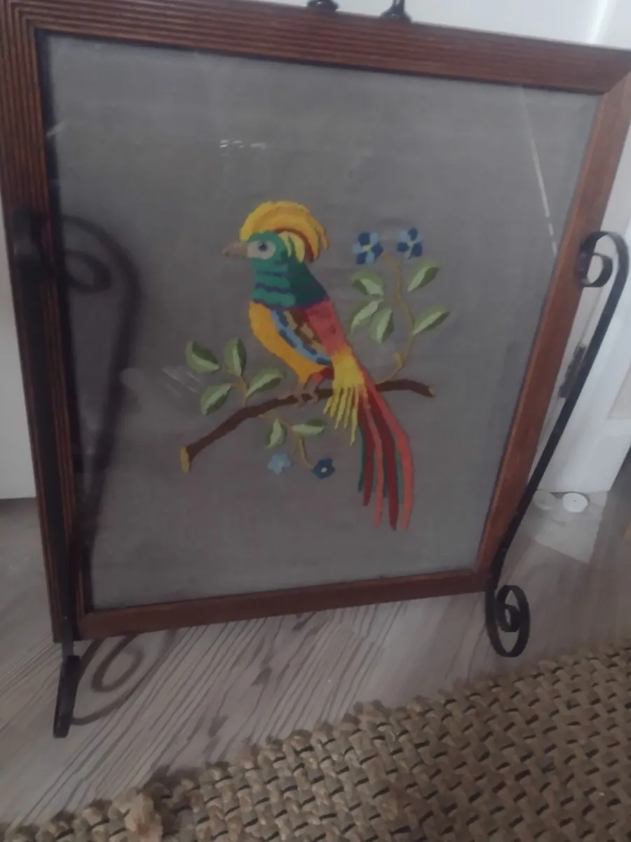Large antique Fire screen wooden frame - Image 1