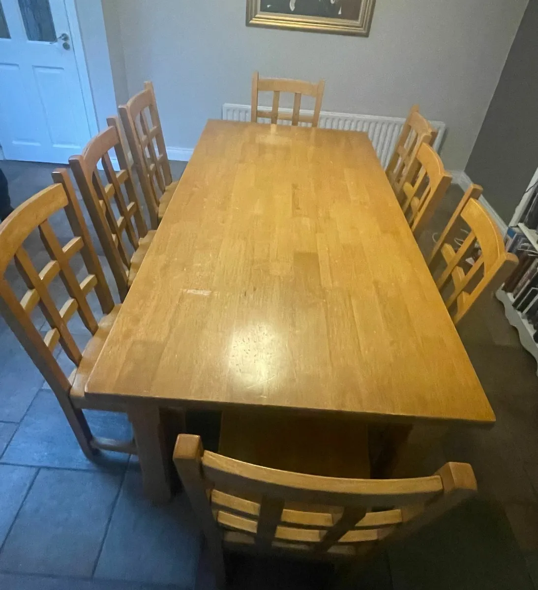 Large wooden table and chairs - Image 1