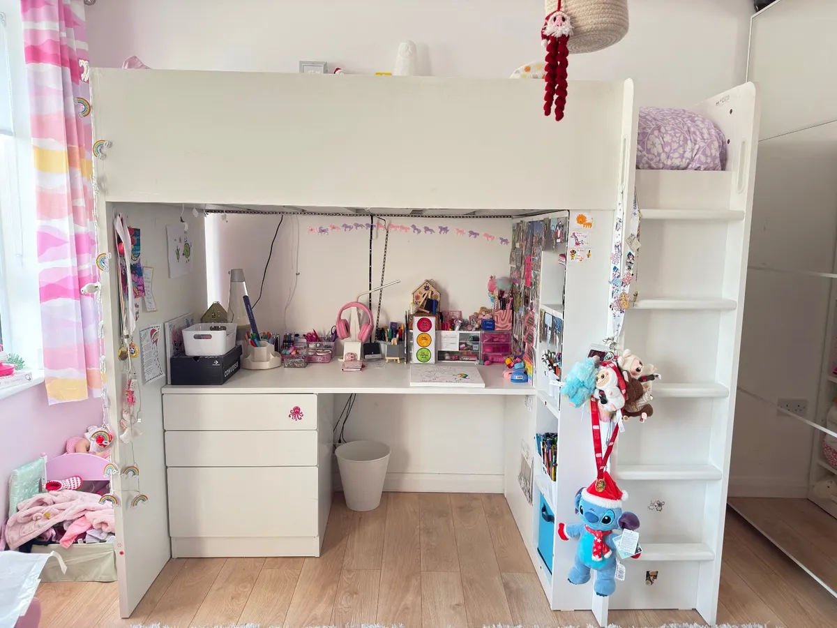 Ikea SMASTAD Loft bed, white, like new - Image 2