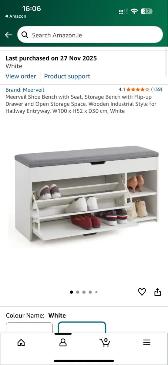 White Shoe Bench (BRAND NEW UNOPENED FROM AMAZON) - Image 1