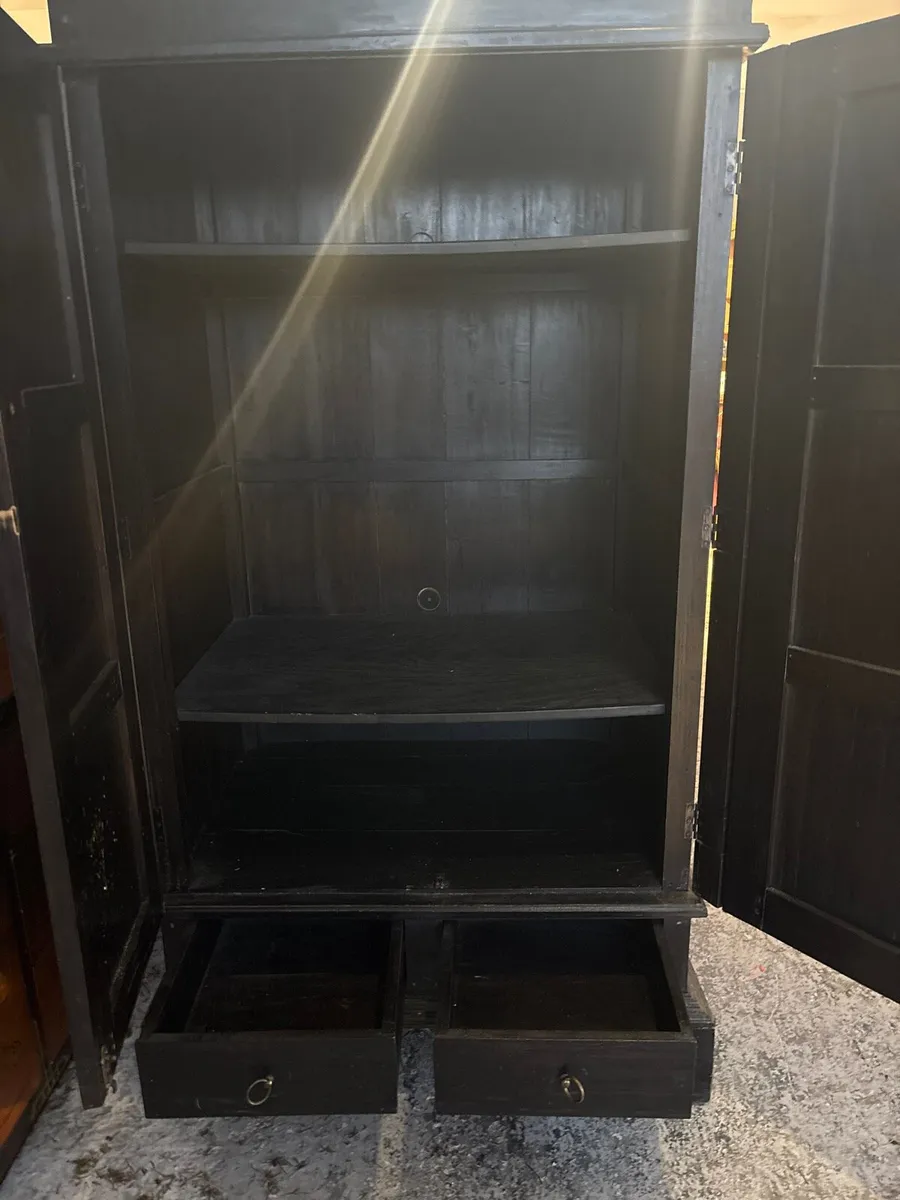 Dark wood double panel wardrobe - Image 2