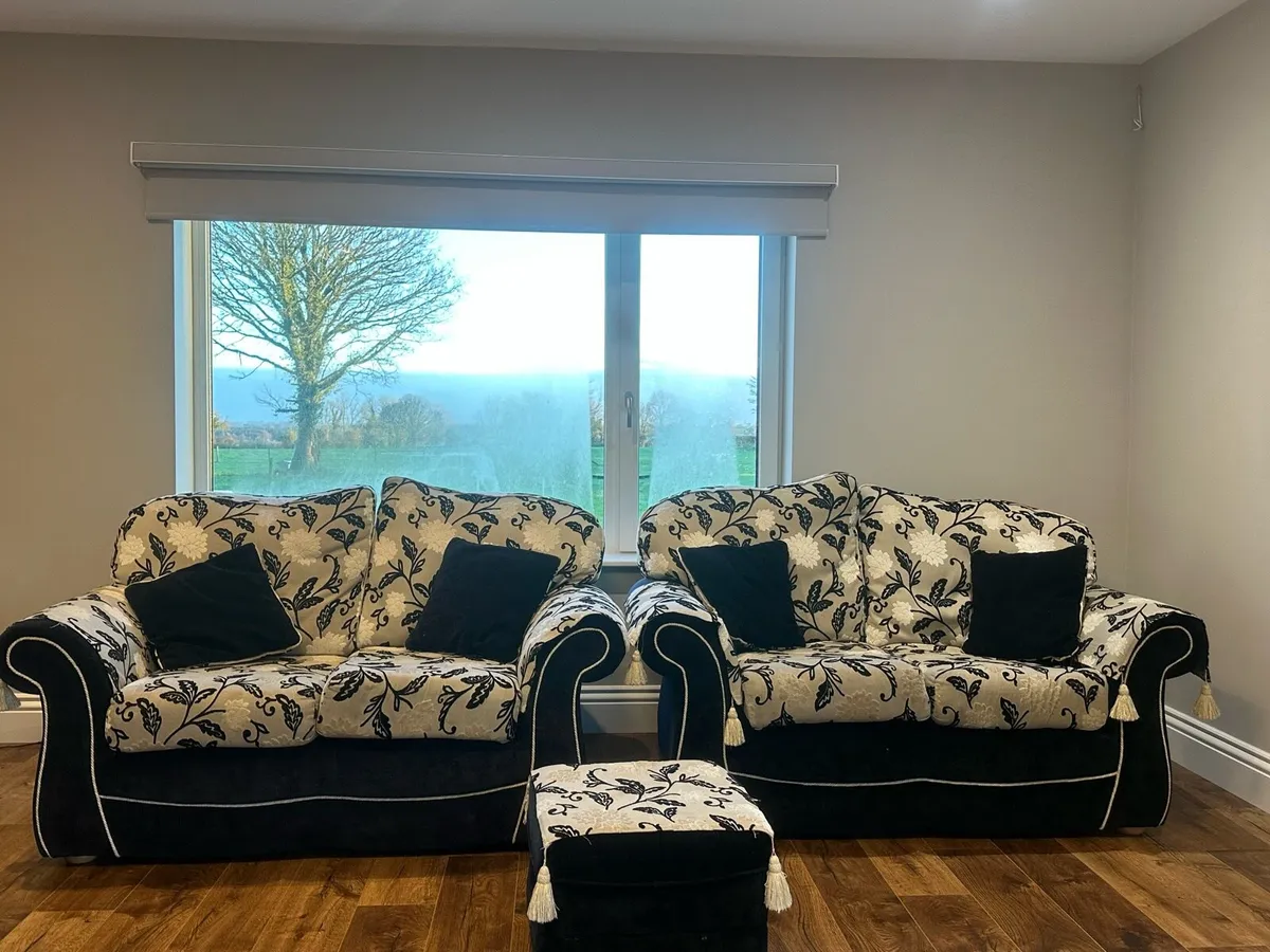 Couch 2 seater x 2 and foot stool - Image 2