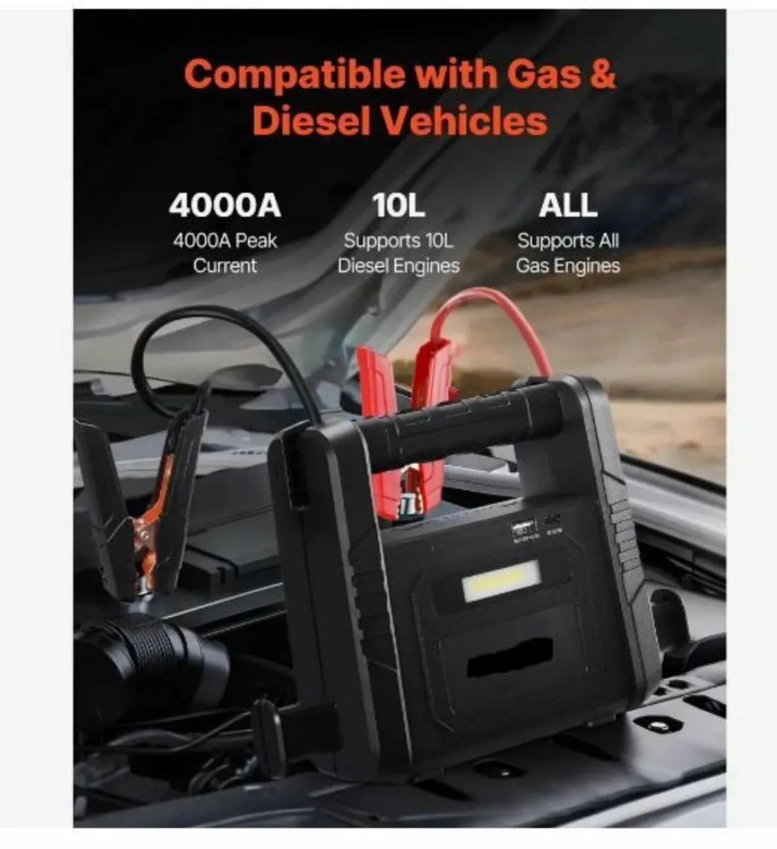 Jump Starter, 4000A Peak, Car Battery - Image 2