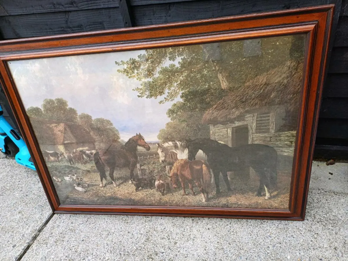 Vintage Farmyard Horses Picture - Image 2