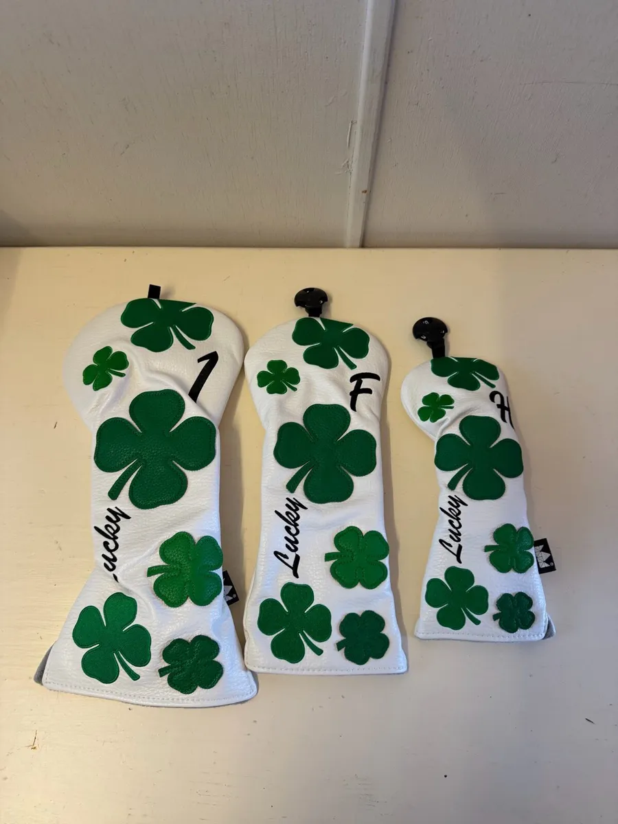 White Four Leaf Clover Golf Head Cover Set - Image 1