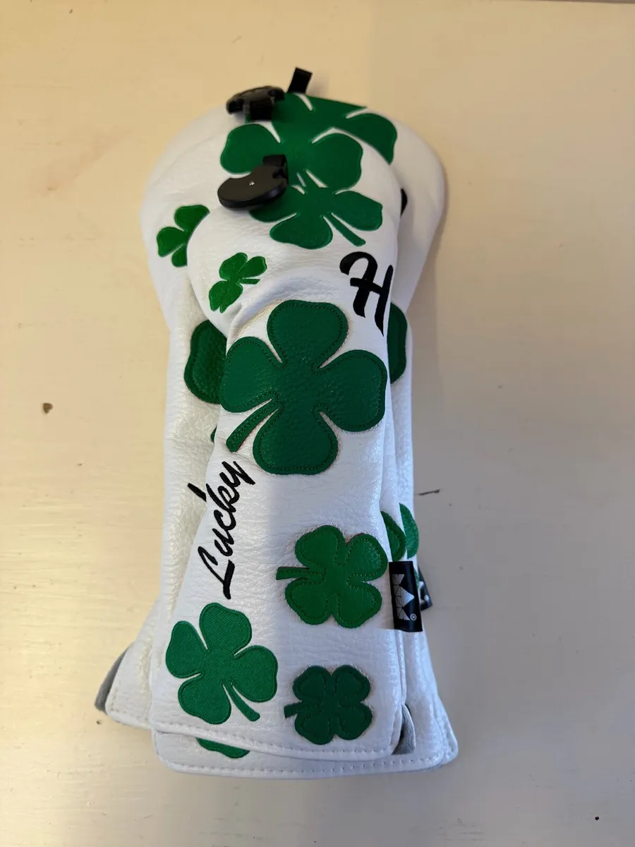 White Four Leaf Clover Golf Head Cover Set - Image 3