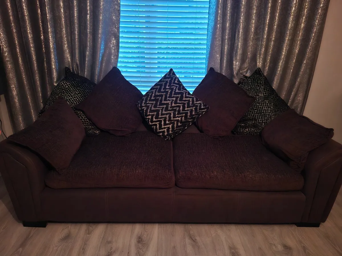 Brown Sofa 4 seater,2 seater and footstool. - Image 1