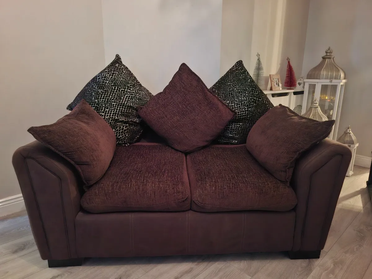 Brown Sofa 4 seater,2 seater and footstool. - Image 3
