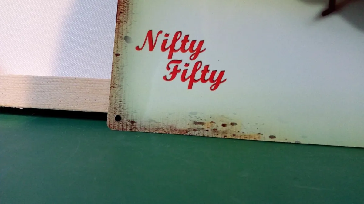 Honda 50 Nifty Fifty rusty tin metal sign - Image 4