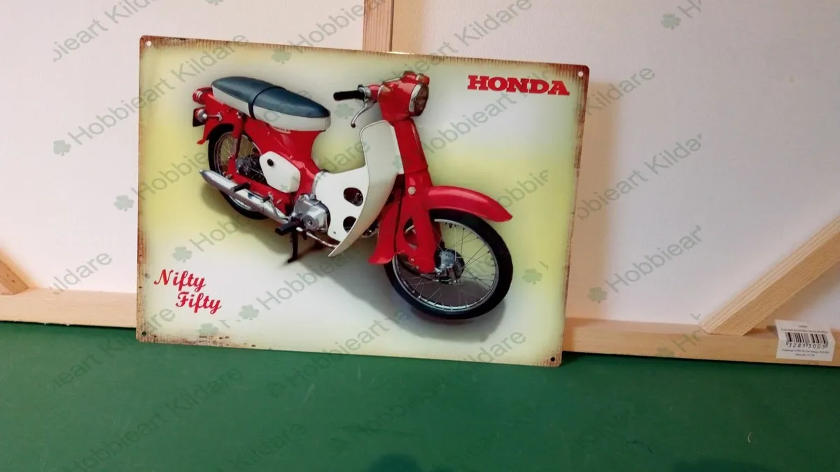 Honda 50 Nifty Fifty rusty tin metal sign - Image 1