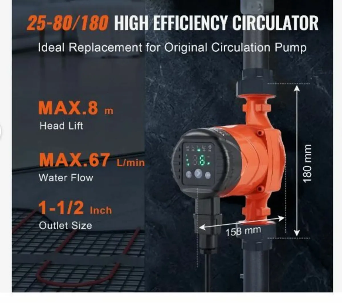 LPS25-8BP-180 Hot Water Recirculating Pump - Image 3