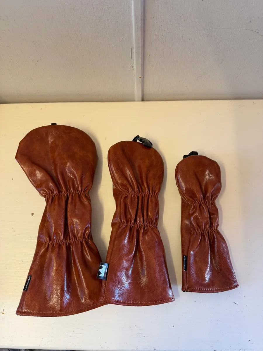 Brown Smooth Leather Golf Head Cover Set - Image 2