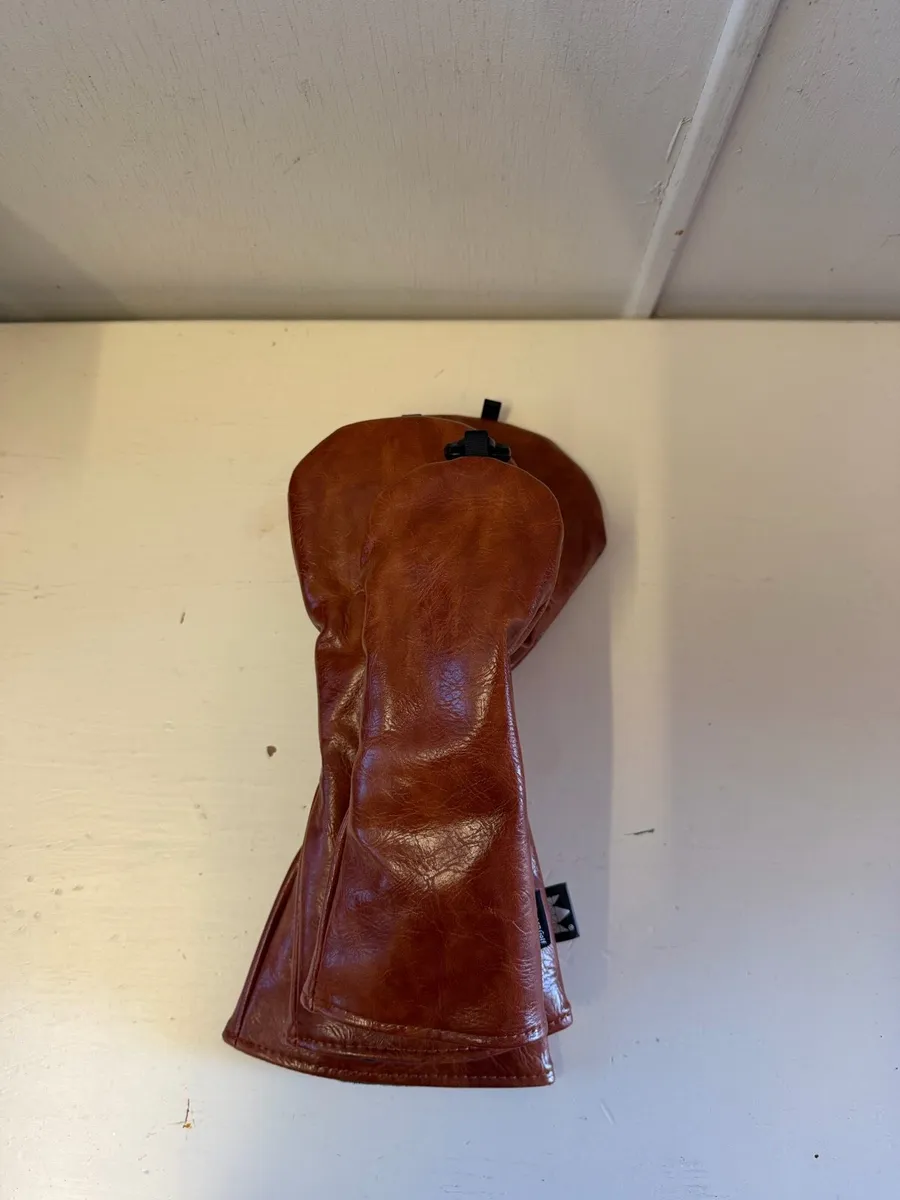 Brown Smooth Leather Golf Head Cover Set - Image 3