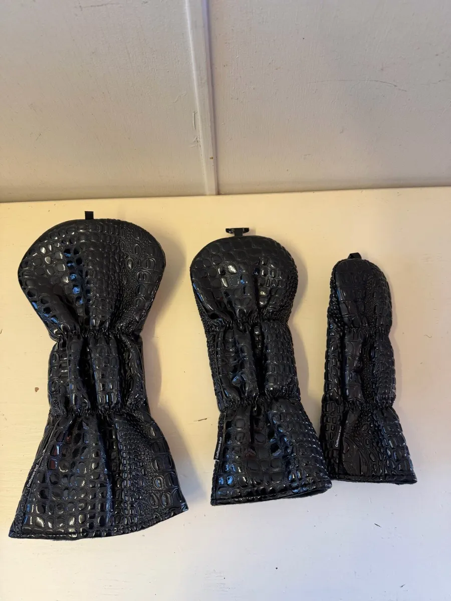 Black Crocodile Skin Golf Head Cover Set - Image 2