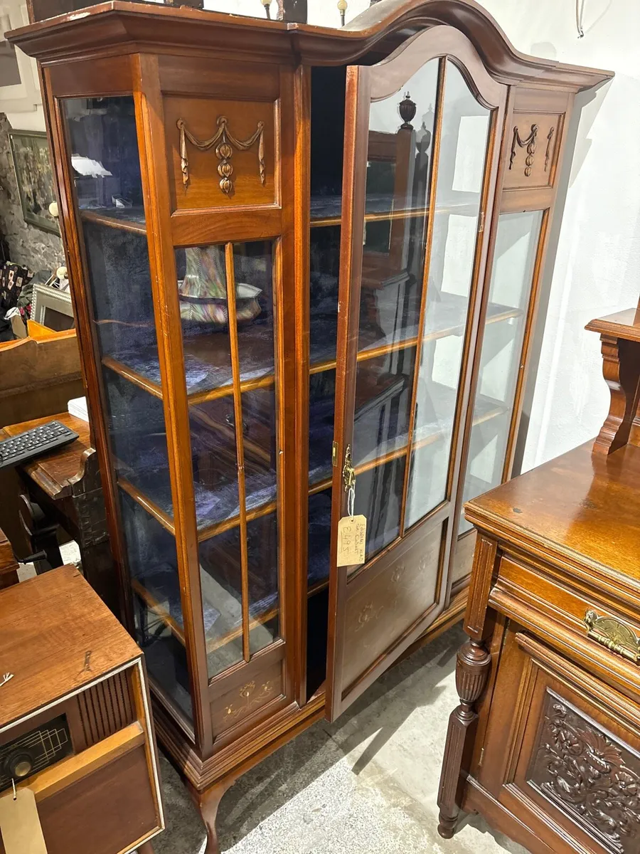 Edwardian inlaid Teak Desplay cabinet - Image 1