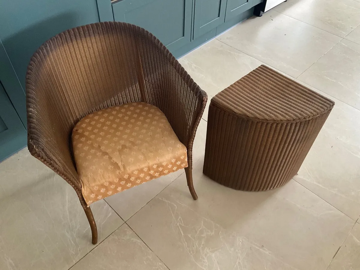 Vintage Lloyd loom chair and linen basket - Image 1