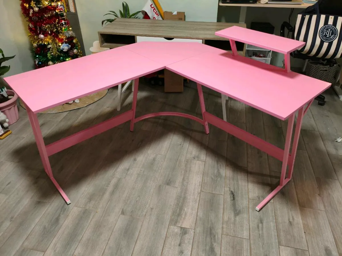 Gaming Desk (L-shaped) Pink - Image 1