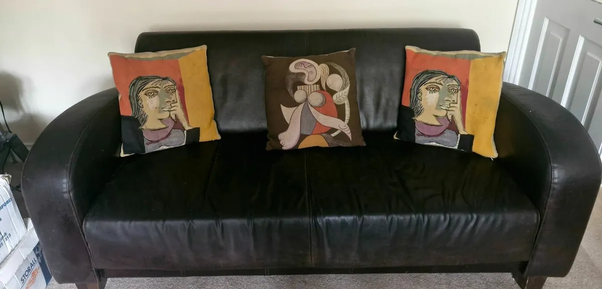 Meadows and Bryne 3 seater dark brown leather sofa