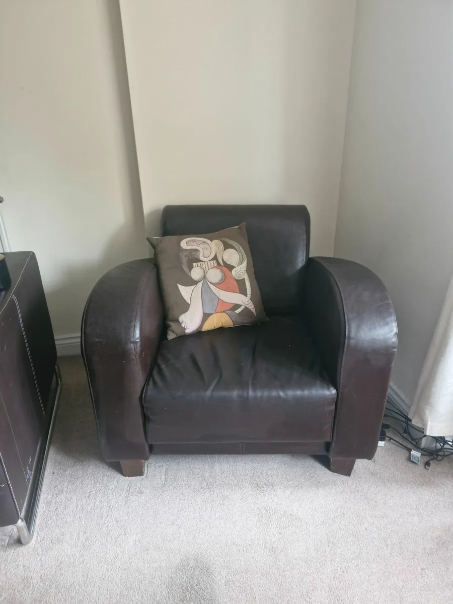 Meadows and Byrne dark brown leather armchair - Image 2