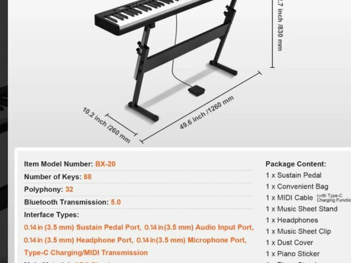 88 Keys Foldable Piano Keyboard, Bluetooth & MIDI, - Image 4