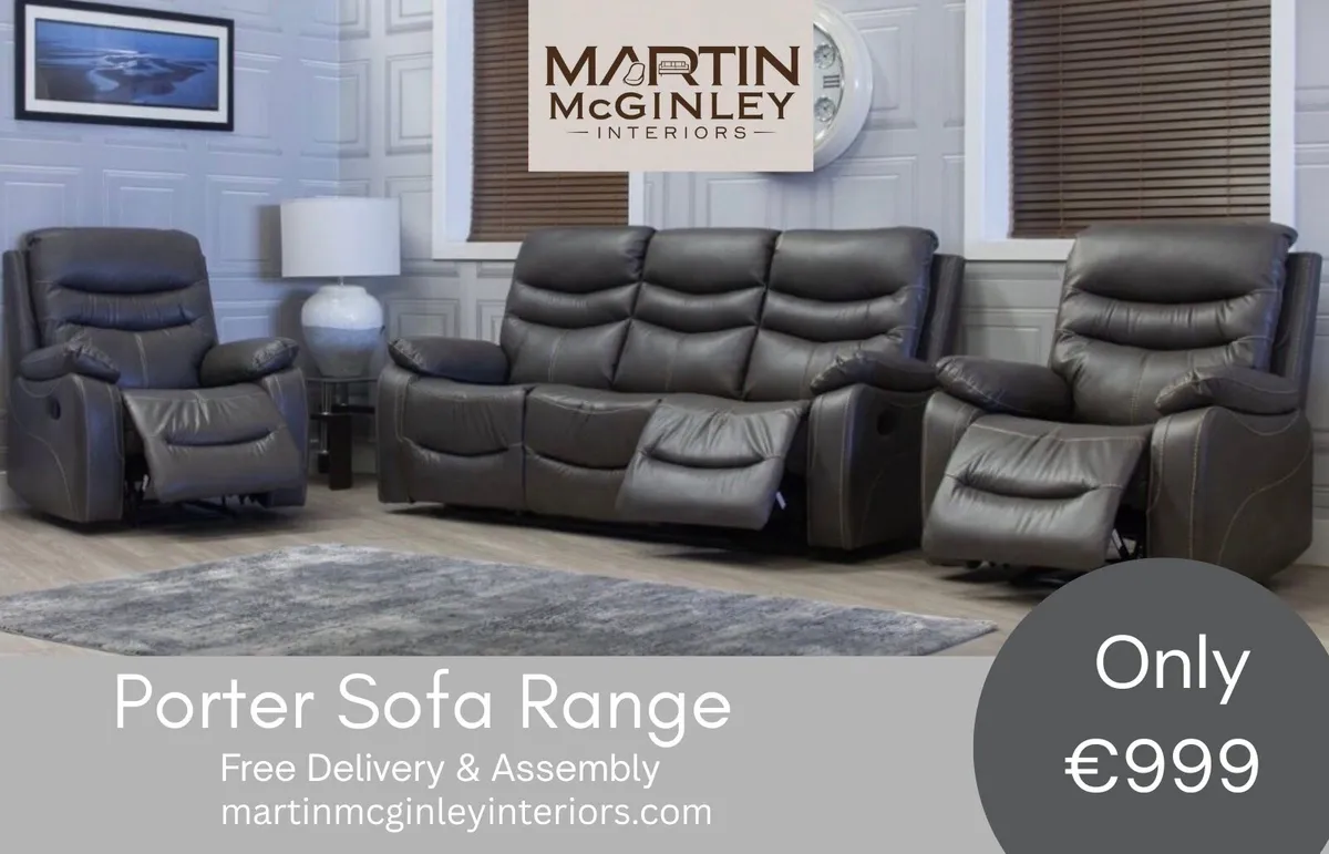 New Porter Leather Sofa Sets Free Delivery - Image 1