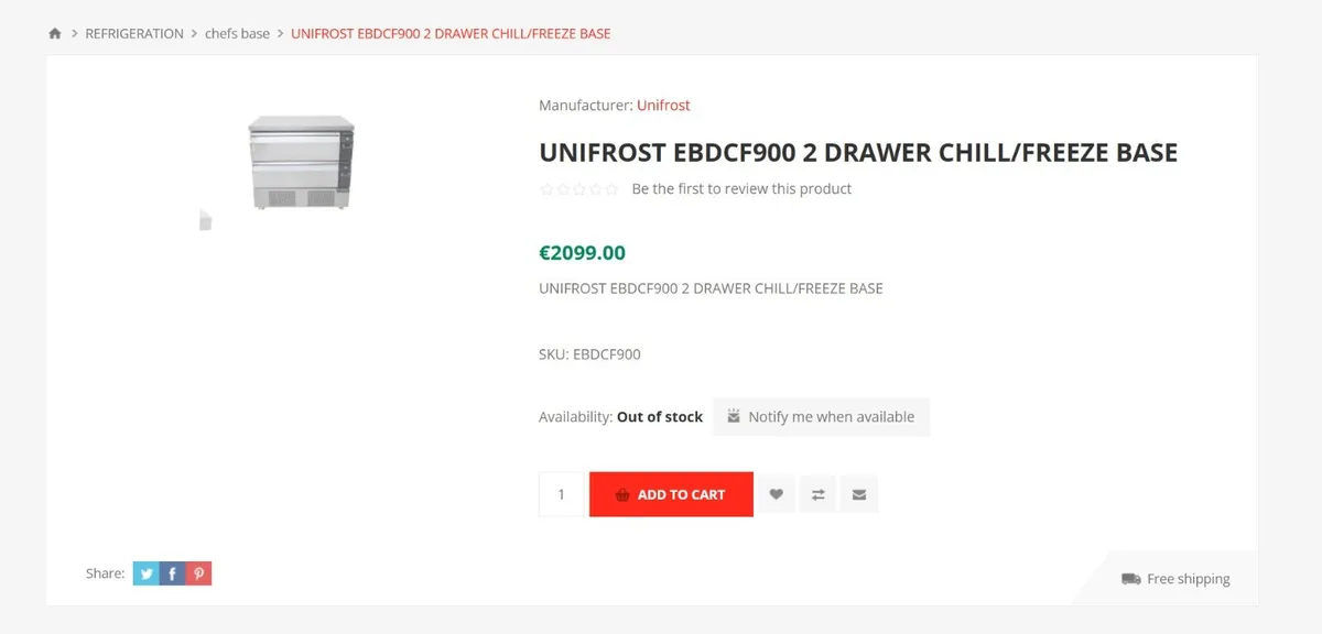 Unifrost Chiller-Freezer Chef Base Two Drawers - Image 3